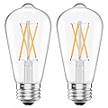 MorningLight Dimmable Vintage LED Edison Bulbs 60Watt, E26 LED Edison Bulbs 60 Watt Warm White 2700K, ST58 6W Antique Decorative Filament Bulb for Farmhouse Pendant, Porch Lights, 600LM, 2 Pack