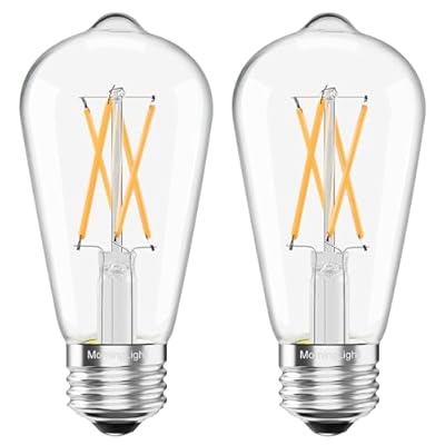 MorningLight Dimmable Vintage LED Edison Bulbs 60Watt, E26 LED Edison Bulbs 60 Watt Warm White 2700K, ST58 6W Antique Decorative Filament Bulb for Farmhouse Pendant, Porch Lights, 600LM, 2 Pack