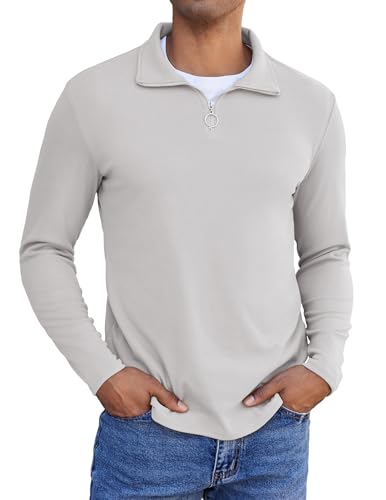 Design: Il design alla moda con mezza zip della maglia sportiva da uomo non solo facilita l'indossamento e la rimozione, ma consente anche una ventilazione regolabile per mantenere un controllo ottimale della temperatura. Il design semplice ed elegante è facile da abbinare a vari outfit.