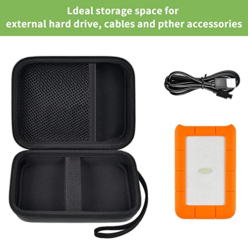 Image of ALKOO Case for LaCie Rugged Mini 1TB /2TB /4TB /5TB External Hard Drive | Portable HDD Holder, Cable Pocket, SD Card Storage, for Photographers, Creators, Students, Office, Travel, Case Only, Black