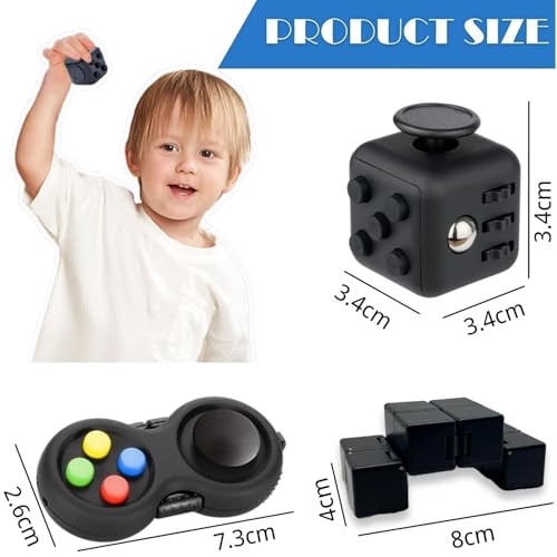 Yeefunjoy 3Pcs Anti-Stress Würfel Spielzeug, Infinity Cube, Fidget Pad Controller, Dekompression Spielzeug, Tötungs Zeit Zappeln Spielwaren für Kinder und Erwachsene Stressaubbau bei Nervösität