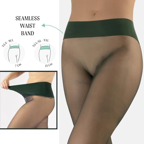 Image of CALZITALY Seamless Sheer Tights, Comfortable Waistband, 15 Denier Pantyhose Multi Colors Made in Italy