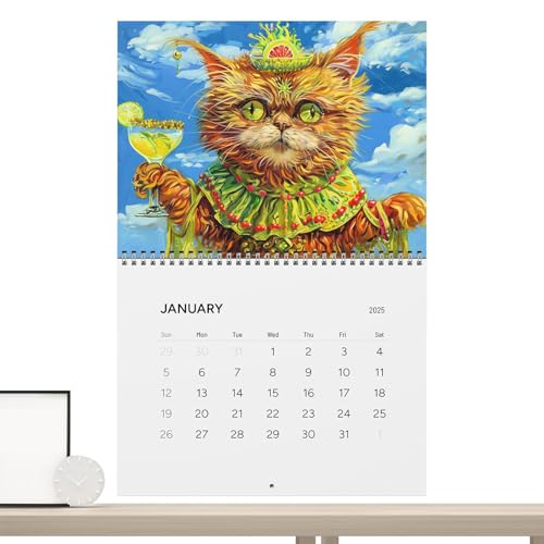 Calendario gatto 2025 | Calendario da tavolo 2025 simpatico gattino ubriaco | Calendario di pianificazione familiare da 8,5 x 11 pollici per gli amanti dei gatti, l'organizzazione e la pianificazione