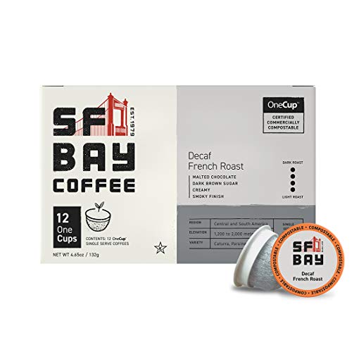 Image of San Francisco Bay Compostable Coffee Pods - DECAF French Roast (12 Ct) K-Cup Compatible including Keurig 2.0, Dark Roast, Swiss Water Processed
