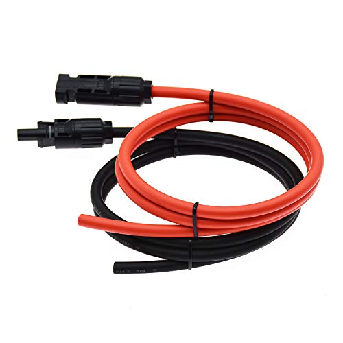 1 par preto + vermelho 10AWG (6 mm²) cabo adaptador solar conector solar cabo de extensão de painel
