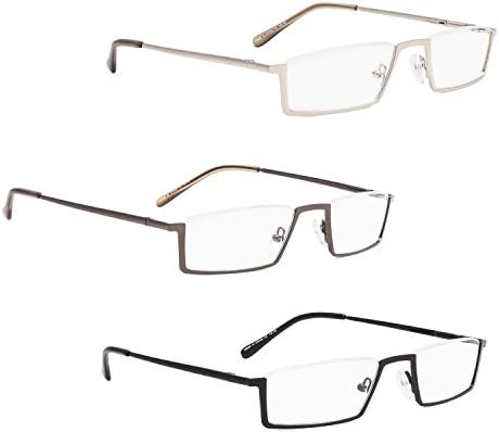 LUR READING GLASSES 3 pack Metal Half-Rim Readers