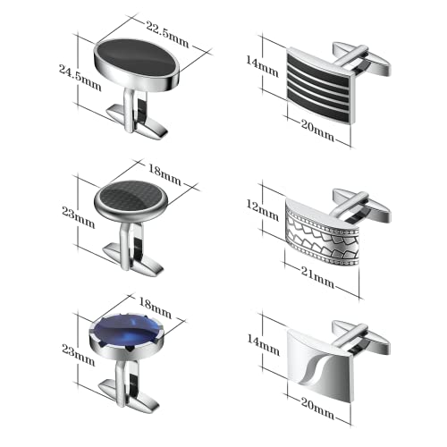 Uhibros Cufflinks For Men 6 Pairs Tuxedo Shirt Cuff Links Stainless Steel Shirt Accessories Unique Business Groom Wedding Jewelry Gift #TOP1