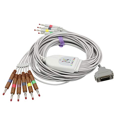 Câble EKG compatible Fukuda Denshi 10 fils IEC connecteur banane 4.0mm européen SK1203B