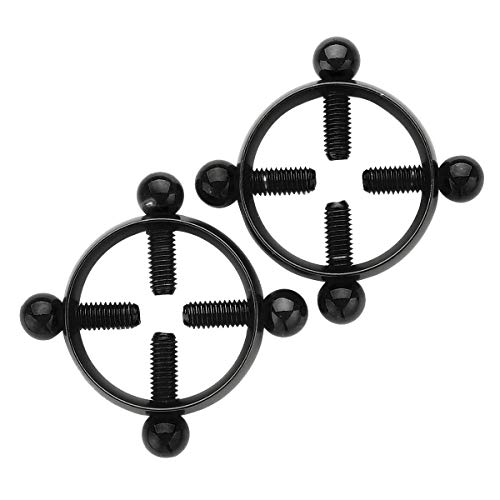 YOOJIA 1 Pair Non-Piercings Nipple Shields Adjustable Stainless Steel Body Piercing Circle Rings Nipple Clamp Rings #1 Black One Size