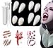 RUIXUE® 10 Stück Vampir zähne Erwachsene, 4 Größen Vampir zähne, 3 Stück Halloween Tattoos, mit 2 Tube Zahnpellets Kleber, für Cosplay Party Requisiten Halloween Horror Party Reißzähne. Halloween Tattoo günstig Kaufen-RUIXUE® 10 Stück Vampir zähne Erwachsene, 4 Größen Vampir zähne, 3 Stück Halloween Tattoos, mit 2 Tube Zahnpellets Kleber, für Cosplay Party Requisiten Halloween Horror Party Reißzähne.