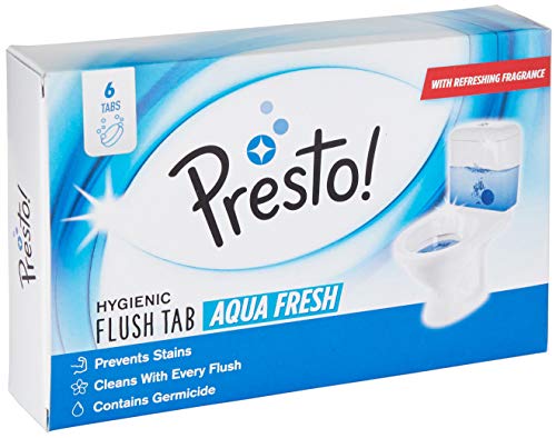 Image of Amazon Brand - Presto! Surface Cleaning Wipes - 30 wipes /pack (Pack of 6) & 2 Ply Kitchen Tissue /Towel Paper Roll - 2 Rolls & rand - Presto! Hygienic Flush Tabs, Aqua Fresh - 50 g (Pack of 6)
