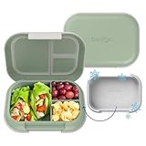Bentgo Chill Max Leak-Proof XL Lunch Box - Included Ice Pack Keeps Food Cold; 5-Cup Capacity for Adults & Ages 8+, 3 or 4 Compartment Bento Box, BPA-Free, Dishwasher Safe (Clay Green & Gray)