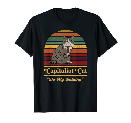 Vintage Retro Capitalista Gato Camiseta