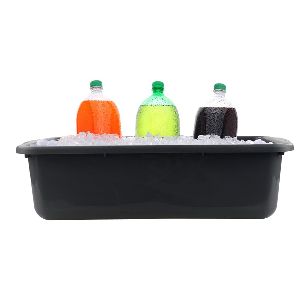 4-Pack 22 L Plastic Utility Bus Tub, Commercial Wash Tub Bus Box, Gray