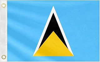 Double Sided Saint Lucia Boat Flag 12x18IN Saint Lucians Marine Small Flag Bright Colors Fade Proof Nylon Truck Motorcycle Banner with 2 Brass Grommets Outside