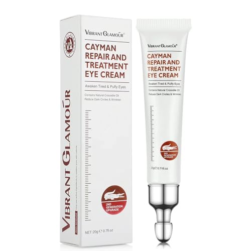 Cayman Repair and Treatment Eye Cream – Crocodile Oil Eye Cream for Puffiness, Dark Circles, Fine Lines & Eye Bags, Anti-Aging Under Eye Treatment – Hydrating, Non-Greasy, For Men & Women (.71 fl.oz)
