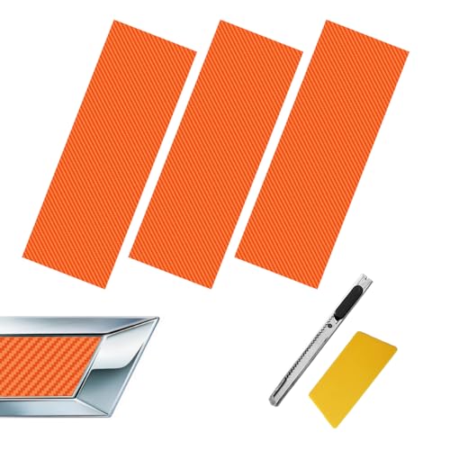 Image of Compatible with 11.8 inch x 4 inch 3PCS Chevy Bowtie Emblem Logo Stickers Cut DIY Decals, 3 Pcs Universal Logo Overlay Orange