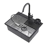 Lavello da cucina in acciaio inox con rubinetto e lavello per vetri, lavello singolo