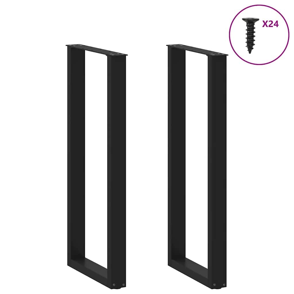 vidaXL Gambe per tavolo da bar a forma di U 2 pz nere 50x(110-111) cm in acciaio