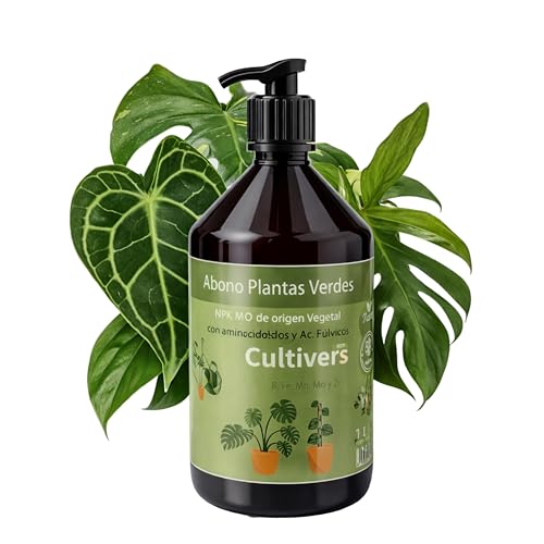 CULTIVERS Abono Plantas Verdes Líquido 500 ml para Interior y Exterior NPK 3-4-4 con Aminoácidos y Ácidos Fúlvicos | Favorece el Verdor Natural y el Crecimiento Equilibrado