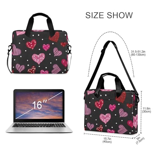 Maletín para laptop con correa y diseño corazón 13-15.6 pulg miniatura 5