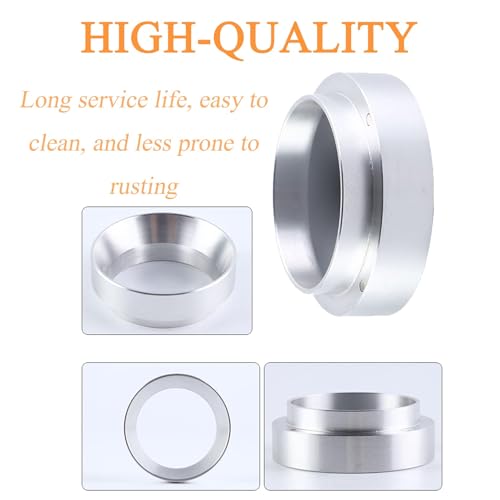 Image of 51mm Portafilter Powder Ring, Stainless Steel Magnetic Powder Ring, Espresso Dosing Funnel Precision Aluminum Alloy Coffee Dosing Ring,Prevent Ground Coffee from Spilling (Silver)