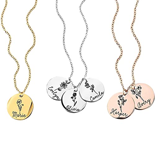 Personalized Jewelry Birth Flower Necklace Gift for Her Name Necklace Flower Jewelry Floral Bouquet Mothers Day Gift – LCN-FL