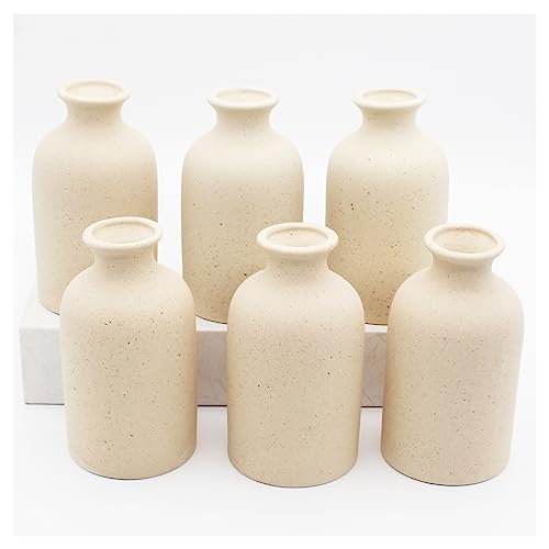 YANLING 6 Pack Light Yellow Small Vase for Flowers, 5