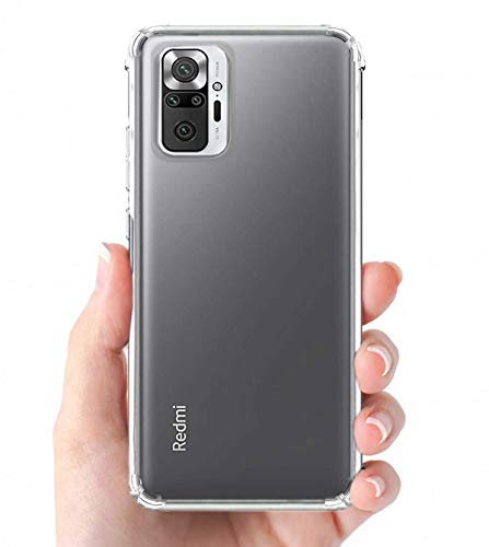 Image of Soft Flexible Silicone Back Cover (Xiaomi Redmi Note 10 Pro, Transparent Case + Screen Guard)