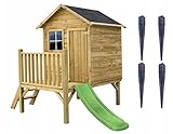 4IQ Cabane en Bois avec Toboggan 178x124x212 cm – Maison de Jardin pour Enfants – Maisonnette d’Extérieur – Aire de Jeu pour Jardin
