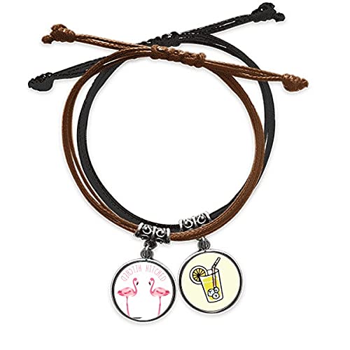 Bracelet corde Marie Flamingo couple chaîne main cuir pour homme et femme