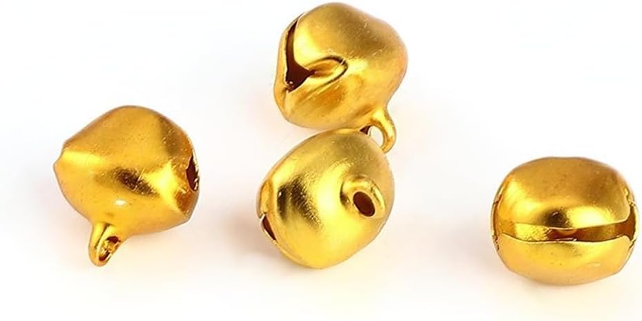 100pcs Jingle Bells 1/4-Inch Jingle Bell/Small Bell/Mini Bell DIY Bracelet Anklets Necklace Knitting/Jewelry Making, Craft Bells Bulk DIY for Christmas Home and Pet Decorations (Gold)