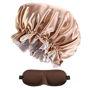 Arycrack Schlafhaube für die Motorhaube, Satin, gefüttert, seidig, weich, tragbar auf beiden Seiten, mit kostenloser Augenmaske