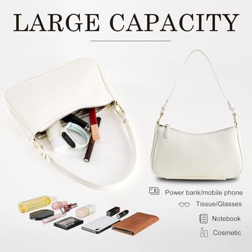 Image of Shoulder Bags for Women Leather Hobo Sling Tote Handbag Retro Clutch Purse with 2 Removable Straps and Zipper Closure