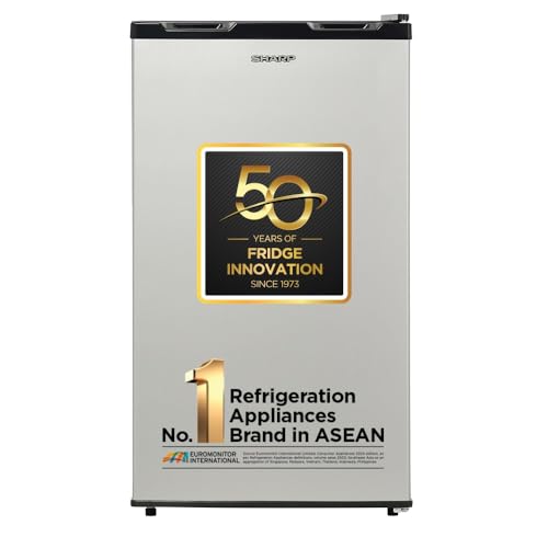 Image of SHARP 92 L 1 Star Mini Direct Cool Single Door Refrigerator |Japan 7 Shields Protection|Vegetable Box| Toughened Glass shelves (Metal Silver)