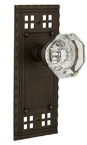 Image of Nostalgic Warehouse Craftsman Plate with Waldorf Crystal Knob, Single Dummy, Oil-Rubbed Bronze