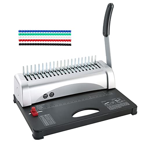 Flkqc Binding Machine | 21 Holes Punch Binding Comb Machine, 450 Sheets, Paper Punch Binder With Starter Kit 100 Pcs 3/8'' Pvc Comb Bindings For Letter Size, A4, A5 Or Smaller Sizes Office Documents #TOP23