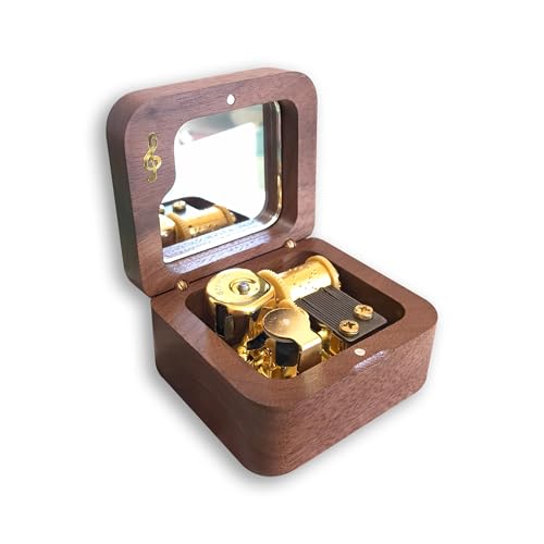 BinkeGG Play (Moon River) Walnut Wind up Wooden Music Box with Sankyo Musical Movement (65 Tunes Option)