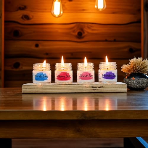 Image of Premium Scented Candle Jar Set of 8 - Cherry, Ocean Blue, Rose & Lavender Fragrances - Home Decor, Aromatherapy & Gifting, 90 gm Each