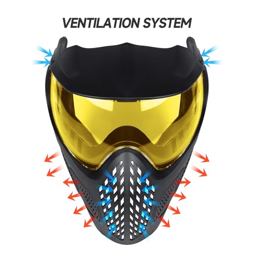 Image of Xaegistac Paintball Mask-Intergrated Sun Visor Airsoft Mask | Airsoft Mask with Wide Field of View, Anti Fog, Adjustable Headband for Paintball, Airsoft