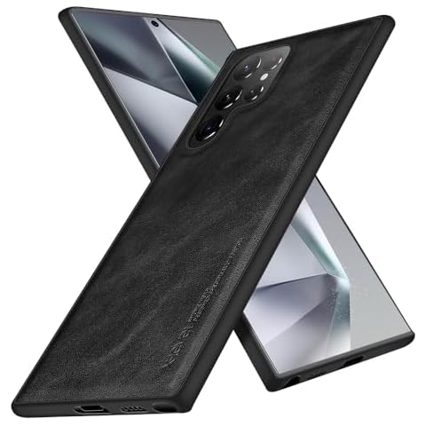 X-level for Samsung Galaxy S24 Ultra Case, PU Leather Soft Bumper Shockproof Protective Phone Cover Thin Slim Case for Samsung S24 Ultra - Black Cover