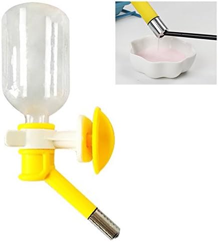 No Drip Leak Proof Small Animal Water Dispenser, Best Water Bottle Suitable for Puppy, Kitten, Cat, Hamster, Rabbit. BPA Free. Yellow.