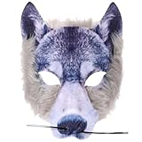 CERCTLA Masque de Loup, 3D Halloween Masque de Loup Réaliste pour Carnaval, Masque Créatif À Demi Face Pour FêTe et Carnaval Costumes