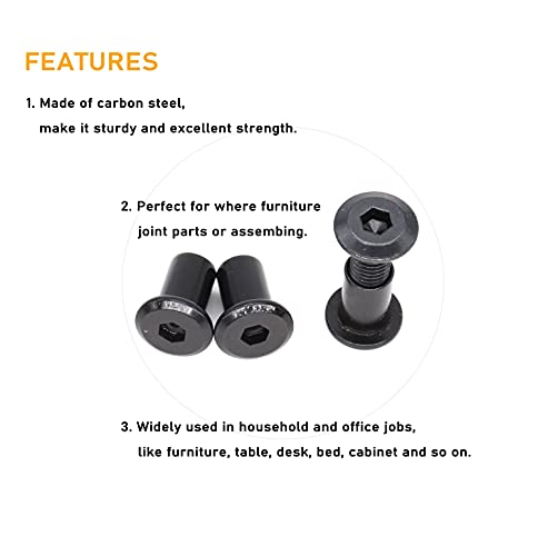 binifiMux 50pcs Black M8 Countersunk Rivet Socket Cap Connecting Bolts Cap Nuts Assortment Kit, M8 x 20mm/25mm/30mm/35mm/40mm by binifiMux - Image 4
