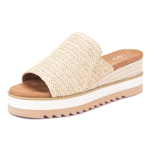 Platform Slip on Espadrille Sandals for Women Wedges Open Toe Slides Women's Bohemia Sandals Slip on Mules Sandal Summer Beach Slippers