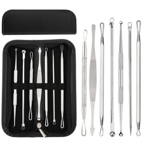 Extractor Puntos Negros Y Espinillas Manual Set Completo De Belleza Con 7pcs De Acero Inoxidable Con Estuche Incorporado Ideal Para Viaje