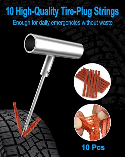 Image of Tire Repair Kit with Plugs, Tire Plug Kit Heavy Duty Professional for Car, ATV, Motorcycle, Truck, Flat Tire Emergency Repair (Boxed Type - 16 PCs)