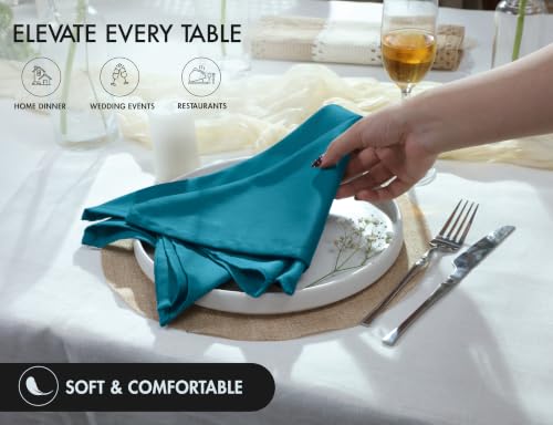 Image of Ruvanti Cloth Napkins Set of 4, Cotton Enrich 18 inchx18 inch - Teal