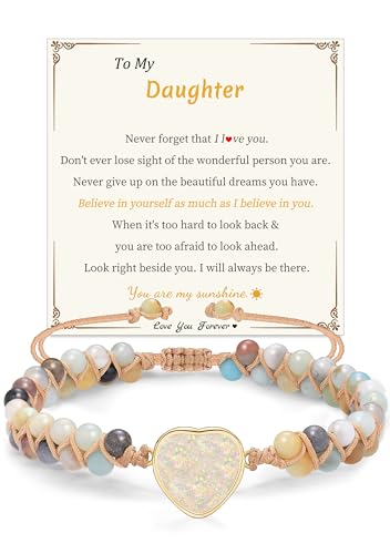 Image of Gifts for Daughter Granddaughter, To My Mom Grandma Wife Girlfriend Sister Jasper Heart Bracelets Birthday Graduation Anniversary Christmas Stocking Stuffers Valentines Mothers Day Jewelry