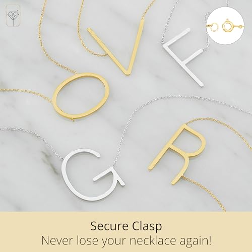 MAX + STONE Solid White 10K Gold Initial Pendant Necklace for Women | Personalized 10K Gold Necklace for Women | Real 10kt Letter Necklaces with Initial Letter A on an 16-18 inch Cable Chain3